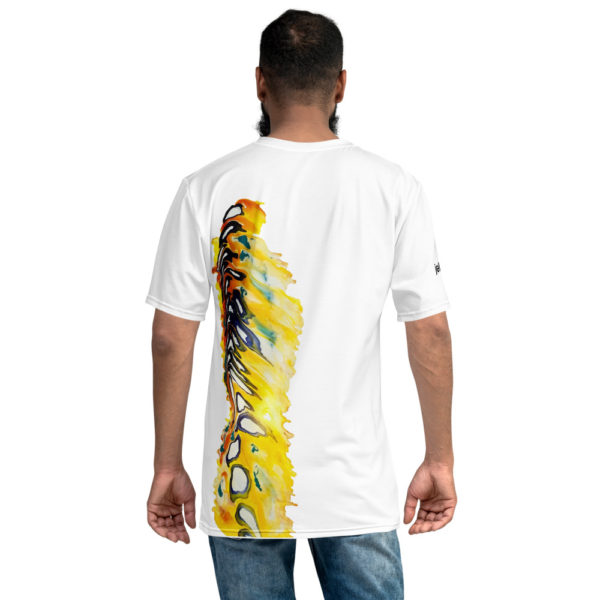 all over braids print men's crew neck white and yellow