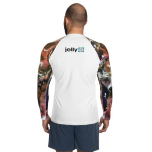 jupiter sleeves men's rash guard with jelly logo on back