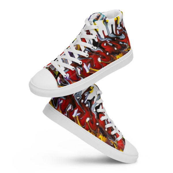 horizontal flames men's high top canvas shoes