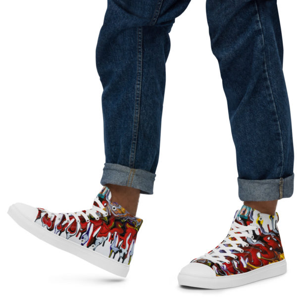 horizontal flames men's high top canvas shoes