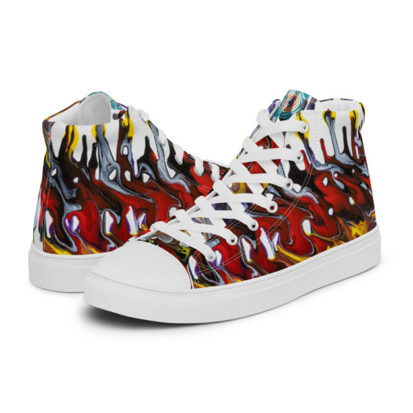 horizontal flames men's high top canvas shoes